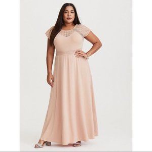 TORRID Blush Pink Crochet Maxi Dress